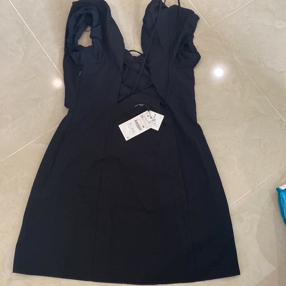 NWT Black Zara Back-Tie Dress - Picture 2 of 6